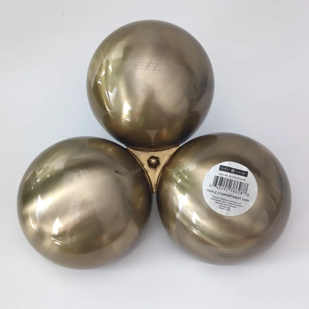 Scott Living Holiday Three Compartment Serving Bowl Antique Brass NWT